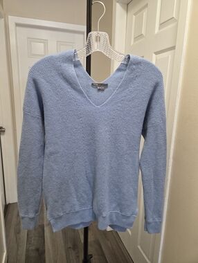 Vince 100% Cashmere Light Blue V-Neck Sweater